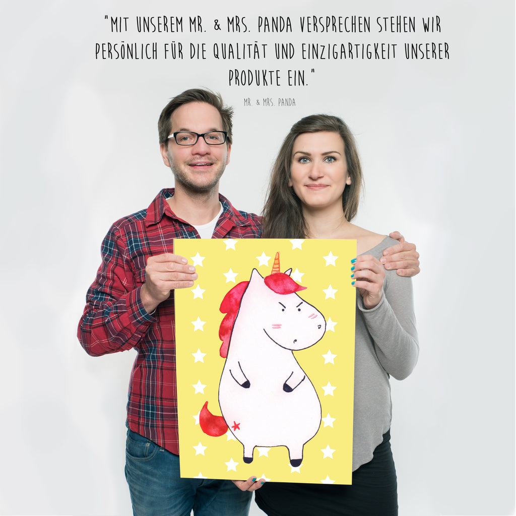 Poster Einhorn Wut Poster, Wandposter, Bild, Wanddeko, Küchenposter, Kinderposter, Wanddeko Bild, Raumdekoration, Wanddekoration, Handgemaltes Poster, Mr. & Mrs. Panda Poster, Designposter, Kunstdruck, Posterdruck, Einhorn, Einhörner, Einhorn Deko, Pegasus, Unicorn, Realität, Ansage, lustlos, nein, Büro, Arbeit, wütend, dumme Fragen, lustig, Spaß, Geschenk