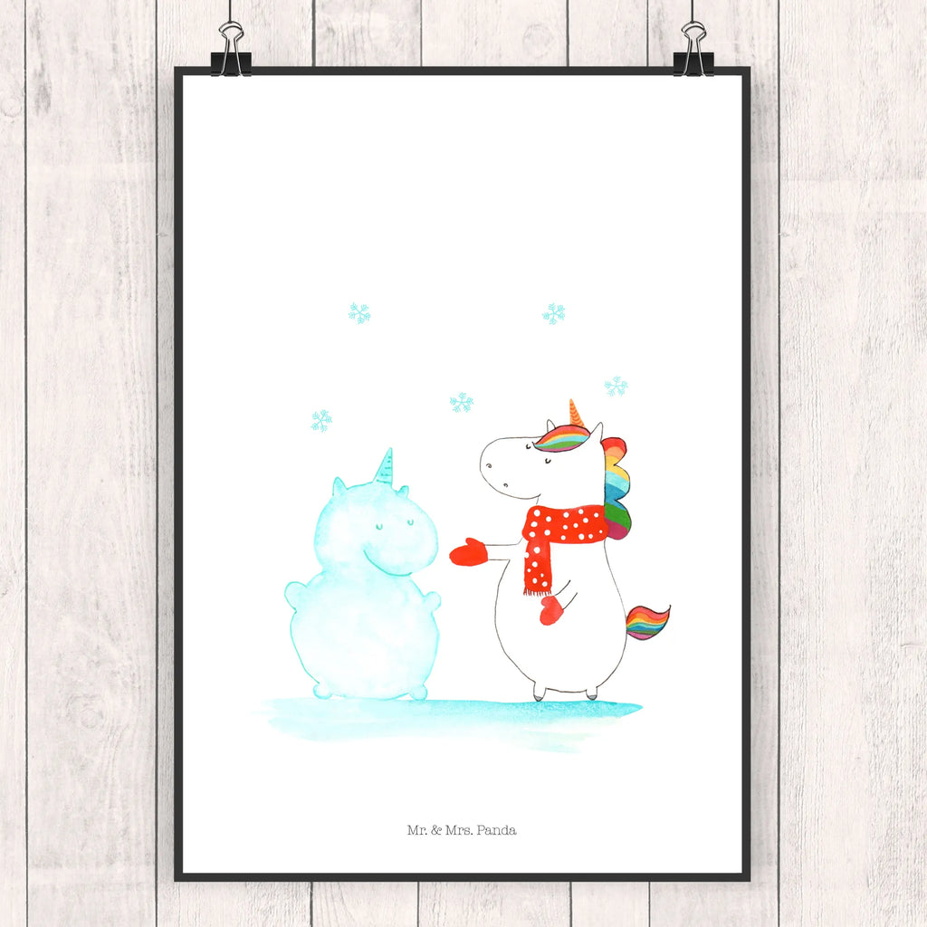 Poster Einhorn Schneemann Poster, Wandposter, Bild, Wanddeko, Küchenposter, Kinderposter, Wanddeko Bild, Raumdekoration, Wanddekoration, Handgemaltes Poster, Mr. & Mrs. Panda Poster, Designposter, Kunstdruck, Posterdruck, Einhorn, Einhörner, Einhorn Deko, Pegasus, Unicorn, Schneemann, Winter, Schnee, Kuchen, Weihnachten, kalt, Mütze, Handschuhe, X-Mas