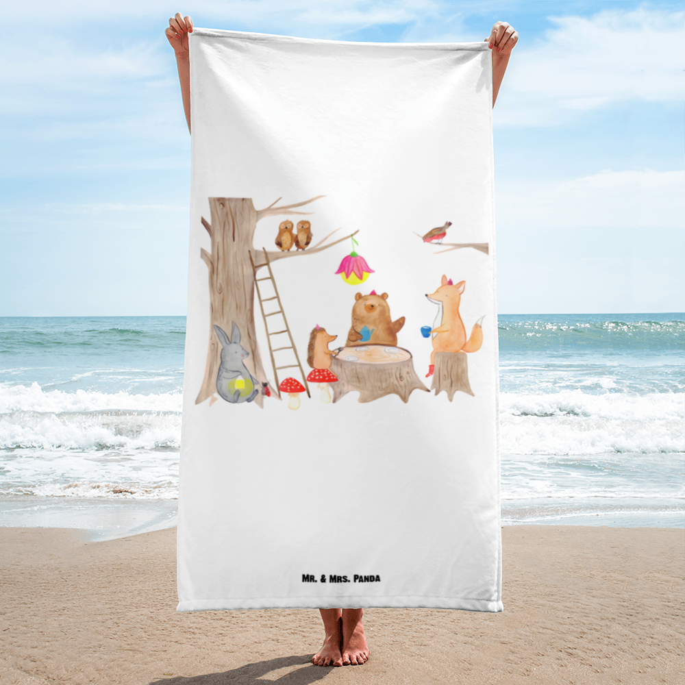 XL Badehandtuch Waldtiere Picknick Handtuch, Badetuch, Duschtuch, Strandtuch, Saunatuch, Tiermotive, Gute Laune, lustige Sprüche, Tiere, Waldtiere, Picknick, Wald, Fuchs, Hase, Igel, Maus, Eichhörnchen