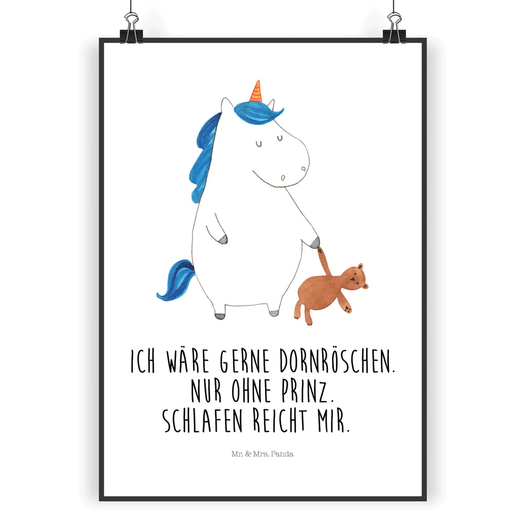 Poster Einhorn Teddy Poster, Wandposter, Bild, Wanddeko, Küchenposter, Kinderposter, Wanddeko Bild, Raumdekoration, Wanddekoration, Handgemaltes Poster, Mr. & Mrs. Panda Poster, Designposter, Kunstdruck, Posterdruck, Einhorn, Einhörner, Einhorn Deko, Pegasus, Unicorn, schlafen, gute Nacht, Single, Bett, Träumen, Freundin, Singleleben