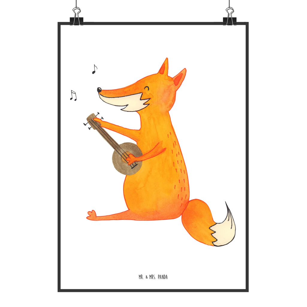 Poster Fuchs Gitarre Poster, Wandposter, Bild, Wanddeko, Küchenposter, Kinderposter, Wanddeko Bild, Raumdekoration, Wanddekoration, Handgemaltes Poster, Mr. & Mrs. Panda Poster, Designposter, Kunstdruck, Posterdruck, Fuchs, Füchse, Geschenk Musiker, Musik Spruch, Musikerin, Sänger, Sängerin, Gitarre