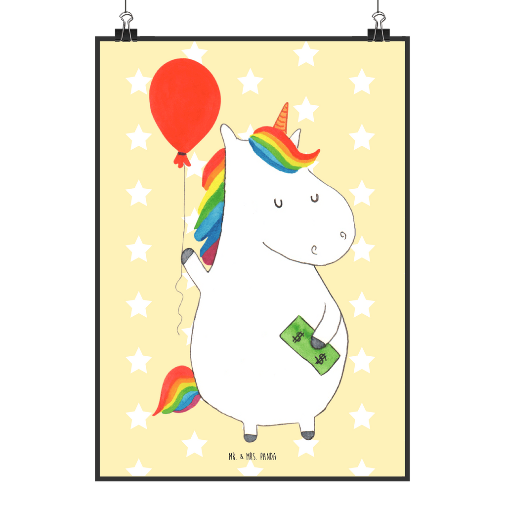 Poster Einhorn Luftballon Poster, Wandposter, Bild, Wanddeko, Küchenposter, Kinderposter, Wanddeko Bild, Raumdekoration, Wanddekoration, Handgemaltes Poster, Mr. & Mrs. Panda Poster, Designposter, Kunstdruck, Posterdruck, Einhorn, Einhörner, Einhorn Deko, Pegasus, Unicorn, Luftballon, Geld, Lebenslust, Freude, Geschenk, Freundin