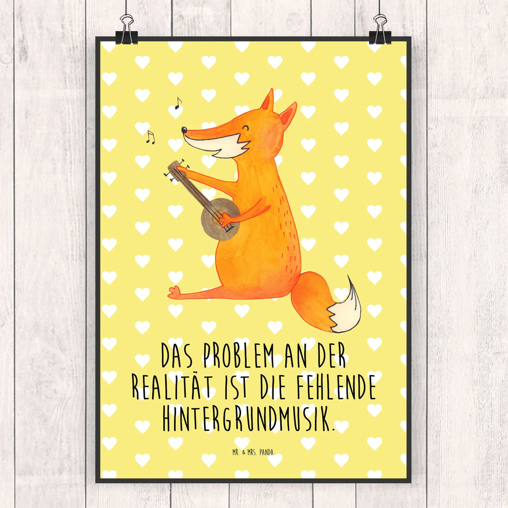 Poster Fuchs Gitarre Poster, Wandposter, Bild, Wanddeko, Küchenposter, Kinderposter, Wanddeko Bild, Raumdekoration, Wanddekoration, Handgemaltes Poster, Mr. & Mrs. Panda Poster, Designposter, Kunstdruck, Posterdruck, Fuchs, Füchse, Geschenk Musiker, Musik Spruch, Musikerin, Sänger, Sängerin, Gitarre