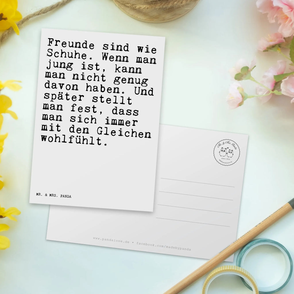 Postkarte Sprüche und Zitate Freunde sind wie Schuhe. Wenn man jung ist, kann man nicht genug davon haben. Und später stellt man fest, dass man sich immer mit den Gleichen wohlfühlt. Postkarte, Karte, Geschenkkarte, Grußkarte, Einladung, Ansichtskarte, Geburtstagskarte, Einladungskarte, Dankeskarte, Ansichtskarten, Einladung Geburtstag, Einladungskarten Geburtstag, Spruch, Sprüche, lustige Sprüche, Weisheiten, Zitate, Spruch Geschenke, Spruch Sprüche Weisheiten Zitate Lustig Weisheit Worte