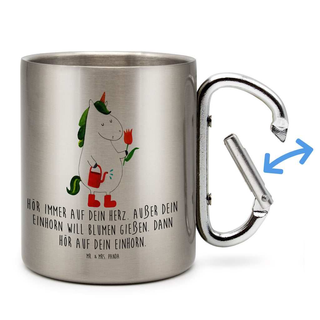 Edelstahlbecher Einhorn Gärtner Edelstahltasse, Karabiner, Edelstahlbecher, Outdoor, Camping, Tasse, Becher, Einhorn, Einhörner, Einhorn Deko, Pegasus, Unicorn, Luftballon, Gießkanne, Giesskanne, Lebenslust, Freude, Blume, Freundin, Garten, Stiefel