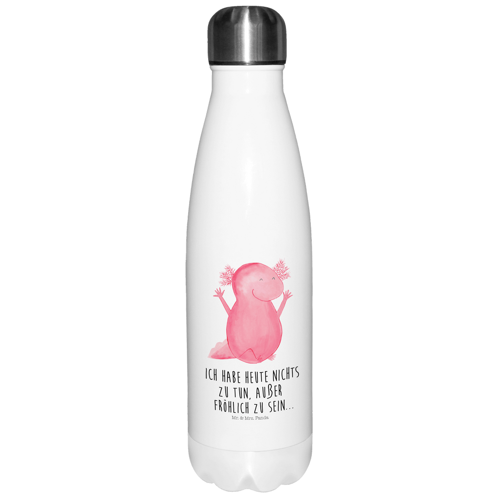 Thermosflasche Axolotl Hurra Isolierflasche, Thermoflasche, Trinkflasche, Thermos, Edelstahl, Axolotl, Molch, Axolot, Schwanzlurch, Lurch, Lurche, fröhlich, Spaß, Freude, Motivation, Zufriedenheit