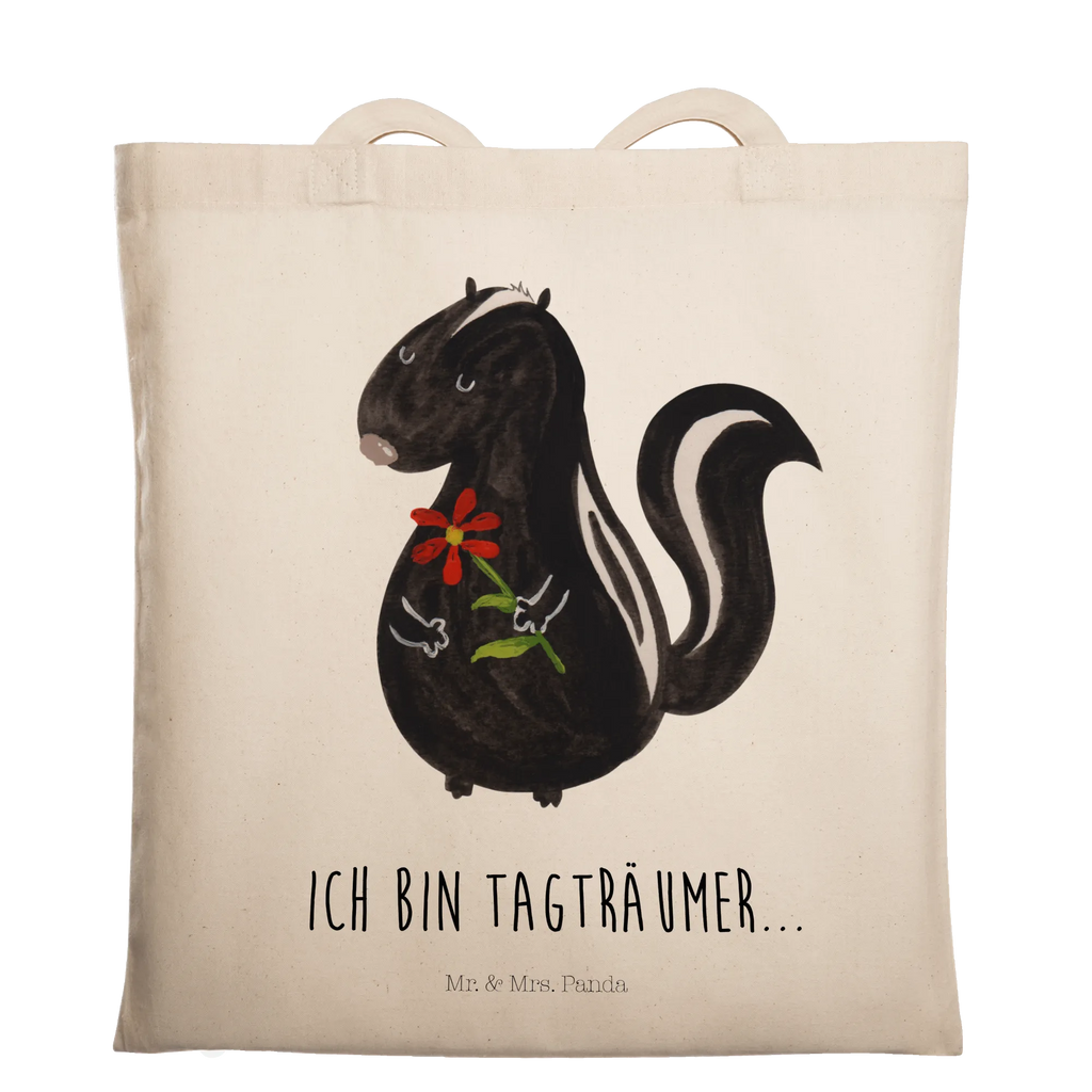 Tragetasche Stinktier Blume Beuteltasche, Beutel, Einkaufstasche, Jutebeutel, Stoffbeutel, Tasche, Shopper, Umhängetasche, Strandtasche, Schultertasche, Stofftasche, Tragetasche, Badetasche, Jutetasche, Einkaufstüte, Laptoptasche, Stinktier, Skunk, Wildtier, Raubtier, Stinker, Stinki, Tagträumer, verträumt, Dreams, Träume