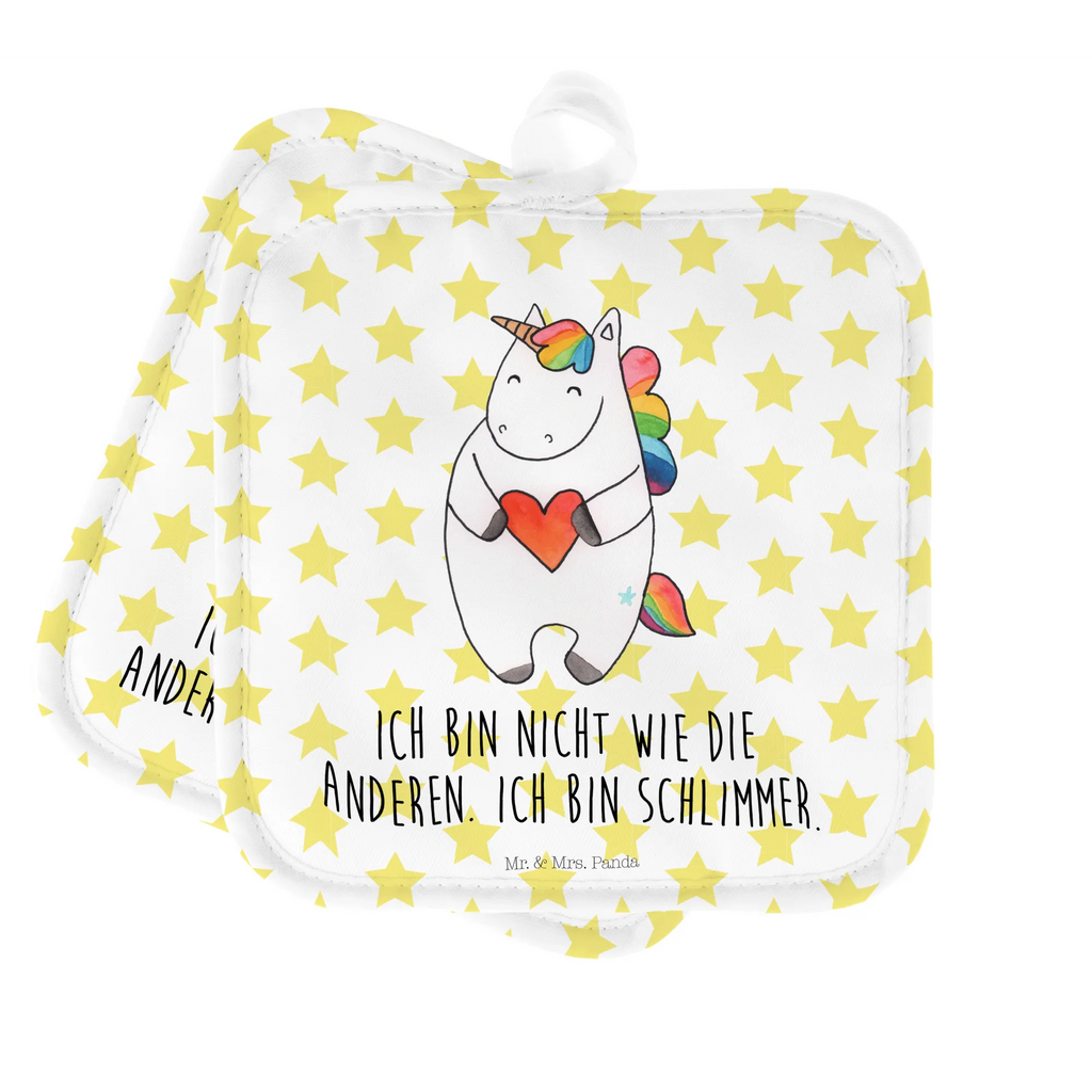 2er Set Topflappen  Einhorn Herz Topflappen, Topfuntersetzer, Ofenhandschuh, Topflappen Set, Topflappen lustig, Topflappen mit Spruch, Ofenhandschuhe, Topfhandschuhe, Topfhandschuh, Topflappenset, Topflappen 2er Set, Schöne Topflappen, Einhorn, Einhörner, Einhorn Deko, Pegasus, Unicorn, Herz, schlimm, böse, witzig, lustig, Freundin, anders, bunt