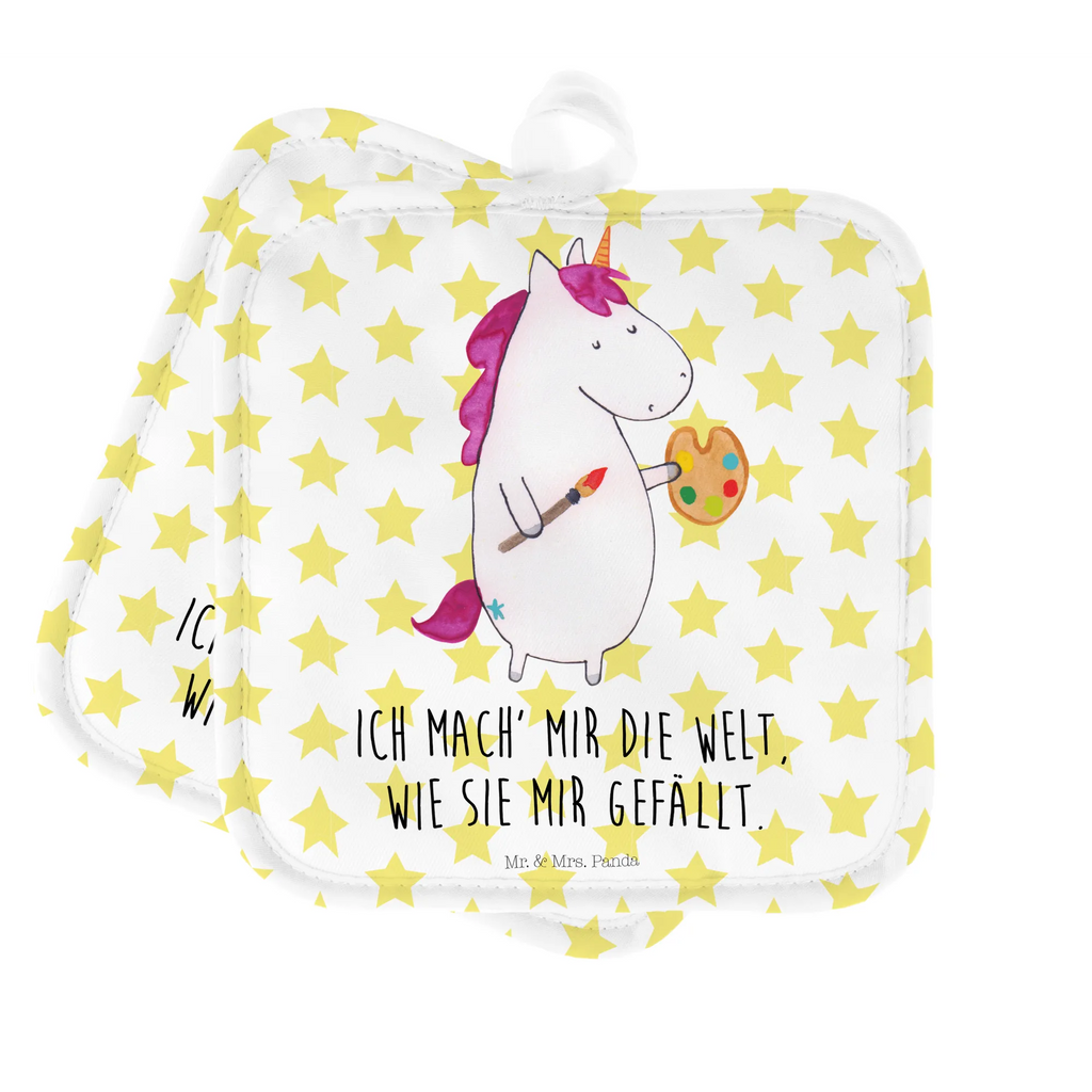 2er Set Topflappen  Einhorn Künstler Topflappen, Topfuntersetzer, Ofenhandschuh, Topflappen Set, Topflappen lustig, Topflappen mit Spruch, Ofenhandschuhe, Topfhandschuhe, Topfhandschuh, Topflappenset, Topflappen 2er Set, Schöne Topflappen, Einhorn, Einhörner, Einhorn Deko, Pegasus, Unicorn, Englisch, Künstler, Artist, Malen, Zeichnen, Welt, Farbe, Stift, Pinsel, Geschenk, Maler