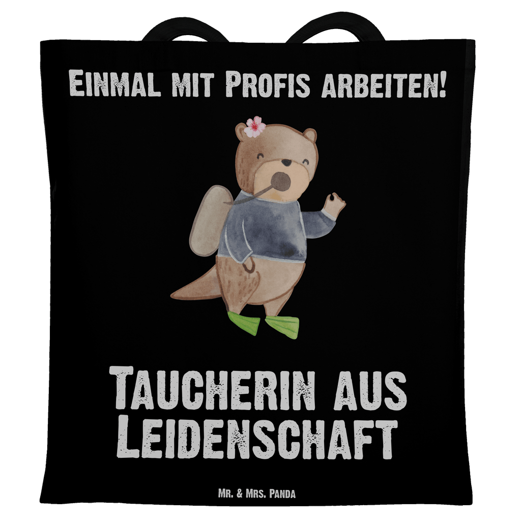 Tragetasche Taucherin aus Leidenschaft Beuteltasche, Beutel, Einkaufstasche, Jutebeutel, Stoffbeutel, Tasche, Shopper, Umhängetasche, Strandtasche, Schultertasche, Stofftasche, Tragetasche, Badetasche, Jutetasche, Einkaufstüte, Laptoptasche, Beruf, Ausbildung, Jubiläum, Abschied, Rente, Kollege, Kollegin, Geschenk, Schenken, Arbeitskollege, Mitarbeiter, Firma, Danke, Dankeschön