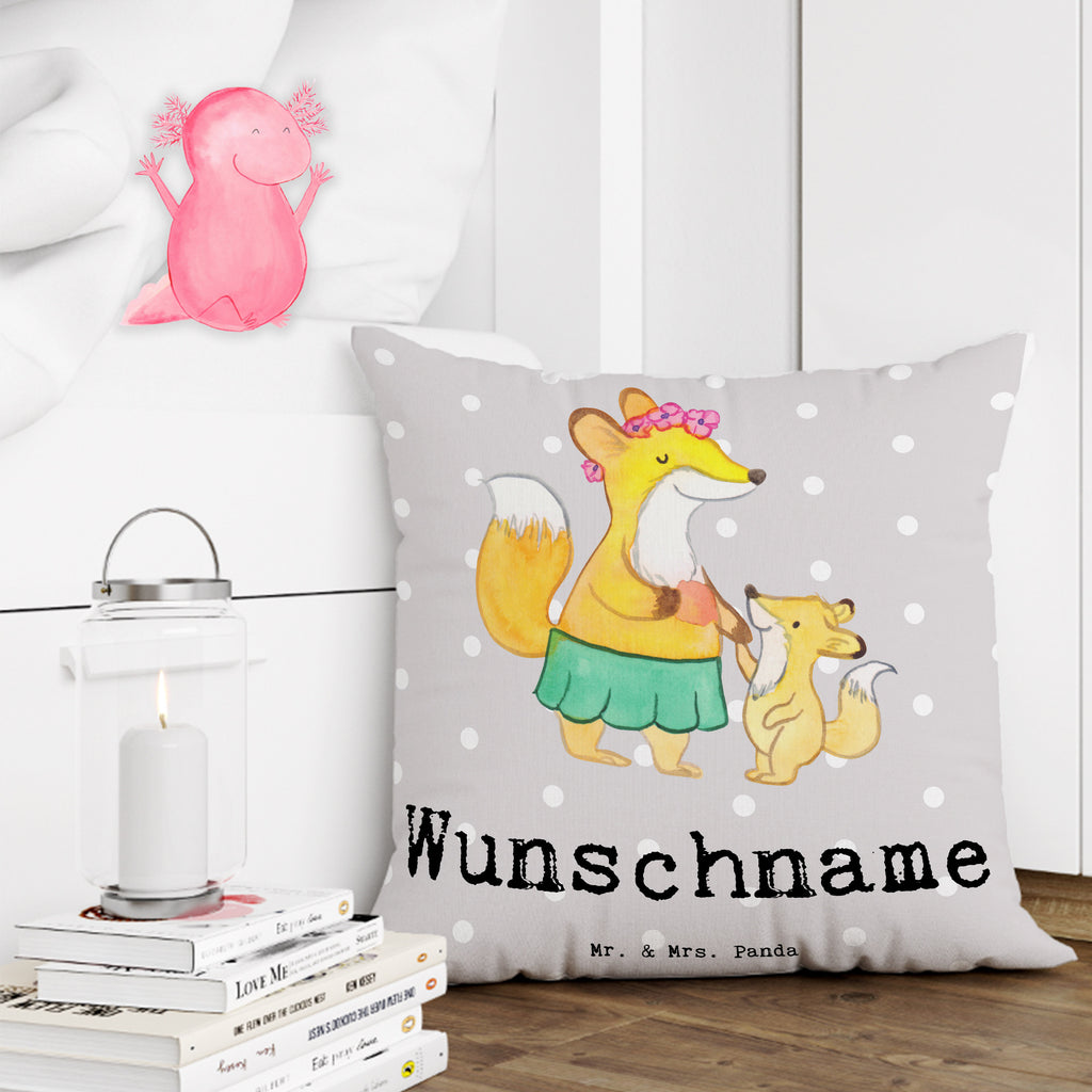 Personalisiertes Kissen Fuchs Beste Mama der Welt Kissen, personalisiert, Name, Wunschname, bedrucken, Kopfkissen, für, Dankeschön, Geschenk, Schenken, Geburtstag, Geburtstagsgeschenk, Geschenkidee, Danke, Bedanken, Mitbringsel, Freude machen, Geschenktipp, Mama, Mami, Mutter, Muttertag, Mutti, Ma, Tochter, Sohn, Beste Mama, Beste, Supermama