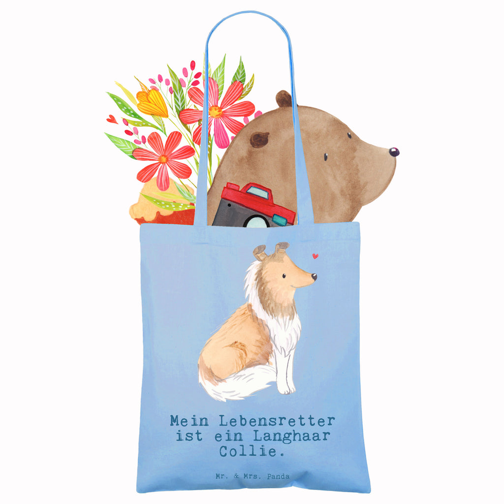 Tragetasche Langhaar Collie Lebensretter Beuteltasche, Beutel, Einkaufstasche, Jutebeutel, Stoffbeutel, Hund, Hunderasse, Rassehund, Hundebesitzer, Geschenk, Tierfreund, Schenken, Welpe, Langhaar Collie, britischer Hütehund