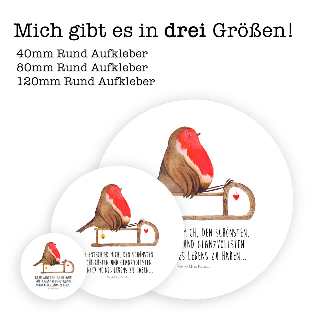 Rund Aufkleber Rotkehlchen Schlitten Sticker, Aufkleber, Etikett, Kinder, rund, Winter, Weihnachten, Weihnachtsdeko, Nikolaus, Advent, Heiligabend, Wintermotiv, Schlitten, Vogel