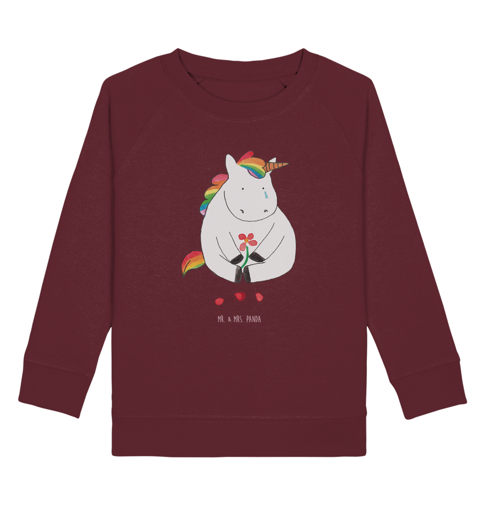 Organic Kinder Pullover Einhorn Traurig Kinder Pullover, Kinder Sweatshirt, Jungen, Mädchen, Einhorn, Einhörner, Einhorn Deko, Pegasus, Unicorn, Glitzer, Trösten. Freundschaft, Freunde, Liebe, Trauer, Grußkarte, Blume