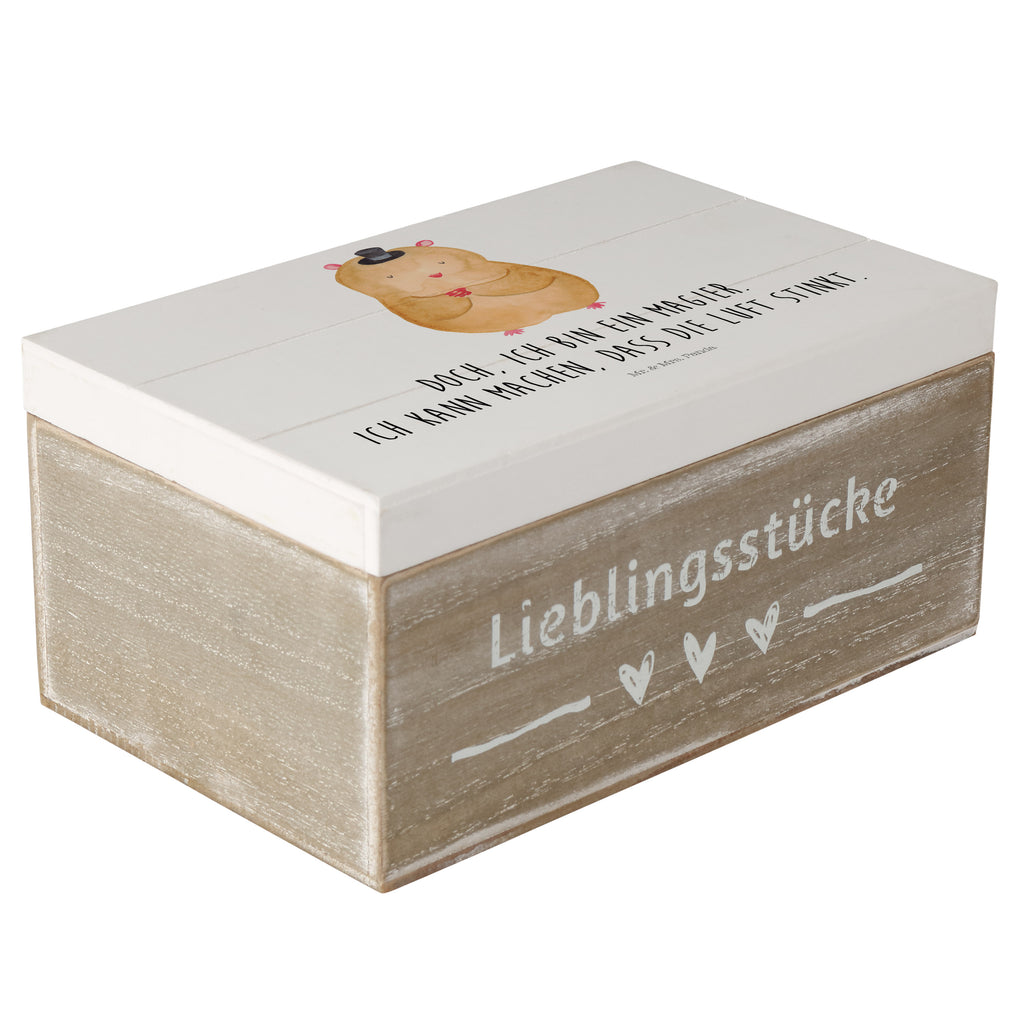 Holzkiste Hamster Hut Holzkiste, Kiste, Schatzkiste, Truhe, Schatulle, XXL, Erinnerungsbox, Erinnerungskiste, Dekokiste, Aufbewahrungsbox, Geschenkbox, Geschenkdose, Tiermotive, Gute Laune, lustige Sprüche, Tiere, Hamster, Hut, Magier, Zylinder, Zwerghamster, Zauberer