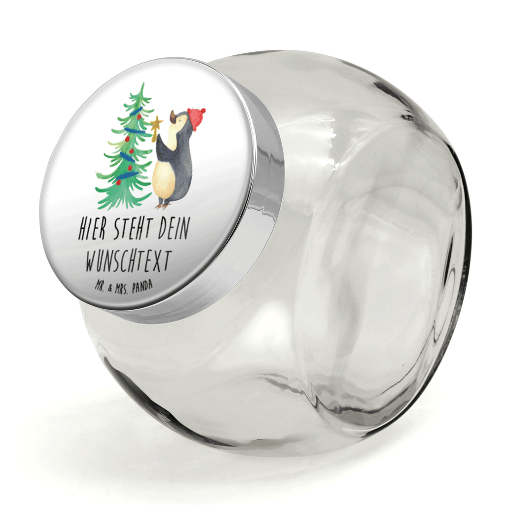 Personalisiertes Bonbonglas Pinguin Weihnachtsbaum Vorratsdose, Vorratsbehälter, Süßigkeitenglas, Süßigkeitendose, Kaffeedose, Müslidose, Teedose, Keksbehälter, Keksedose, Glasdose, Glasbälter, Vorratsglas, Küchenbehälter, Aufbewahrungsdose, Aufbewahungsglas, Gewürzdose, Küchenorganizer, Snackdose, Winter, Weihnachten, Weihnachtsdeko, Nikolaus, Advent, Heiligabend, Wintermotiv, Pinguin