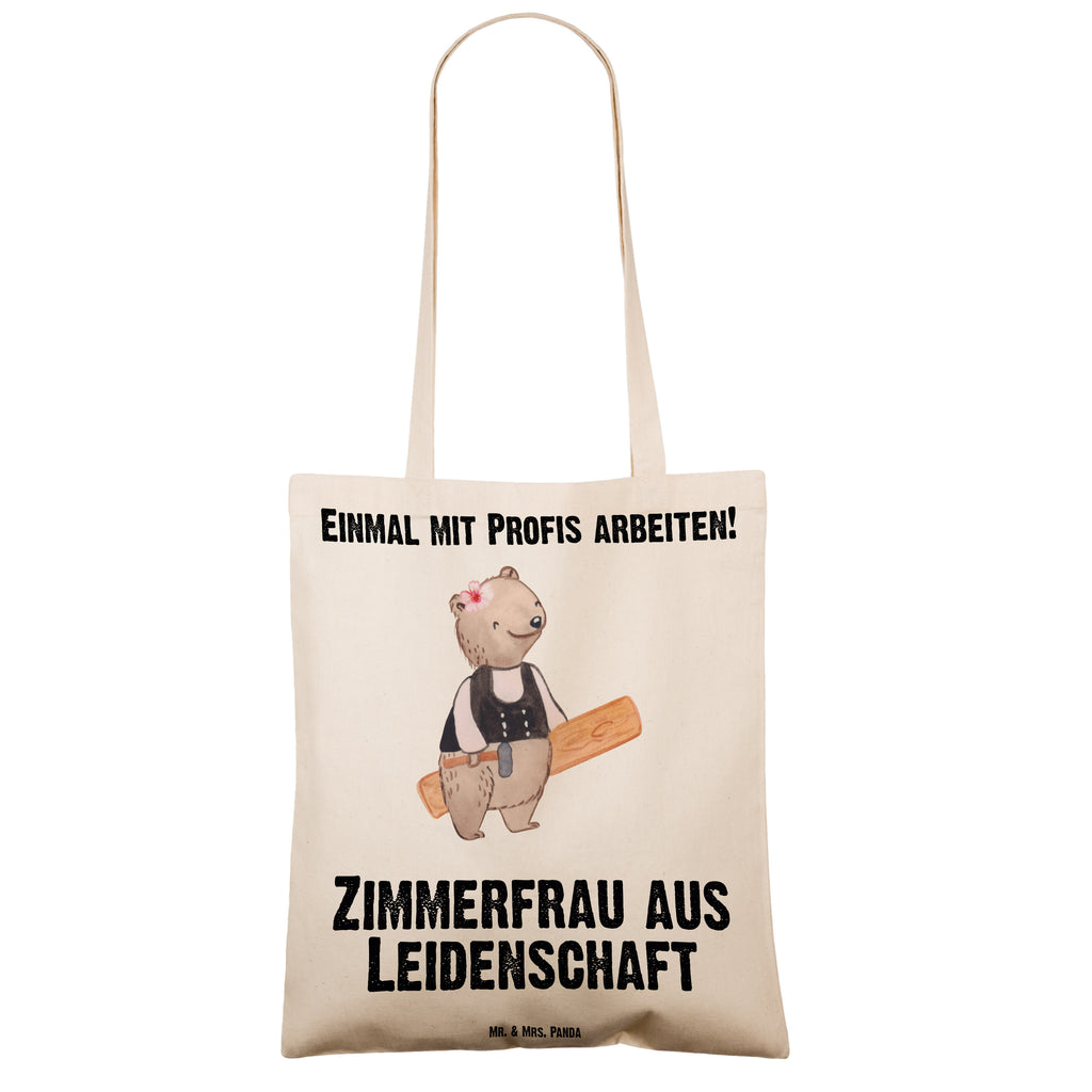 Tragetasche Zimmerfrau aus Leidenschaft Beuteltasche, Beutel, Einkaufstasche, Jutebeutel, Stoffbeutel, Tasche, Shopper, Umhängetasche, Strandtasche, Schultertasche, Stofftasche, Tragetasche, Badetasche, Jutetasche, Einkaufstüte, Laptoptasche, Beruf, Ausbildung, Jubiläum, Abschied, Rente, Kollege, Kollegin, Geschenk, Schenken, Arbeitskollege, Mitarbeiter, Firma, Danke, Dankeschön