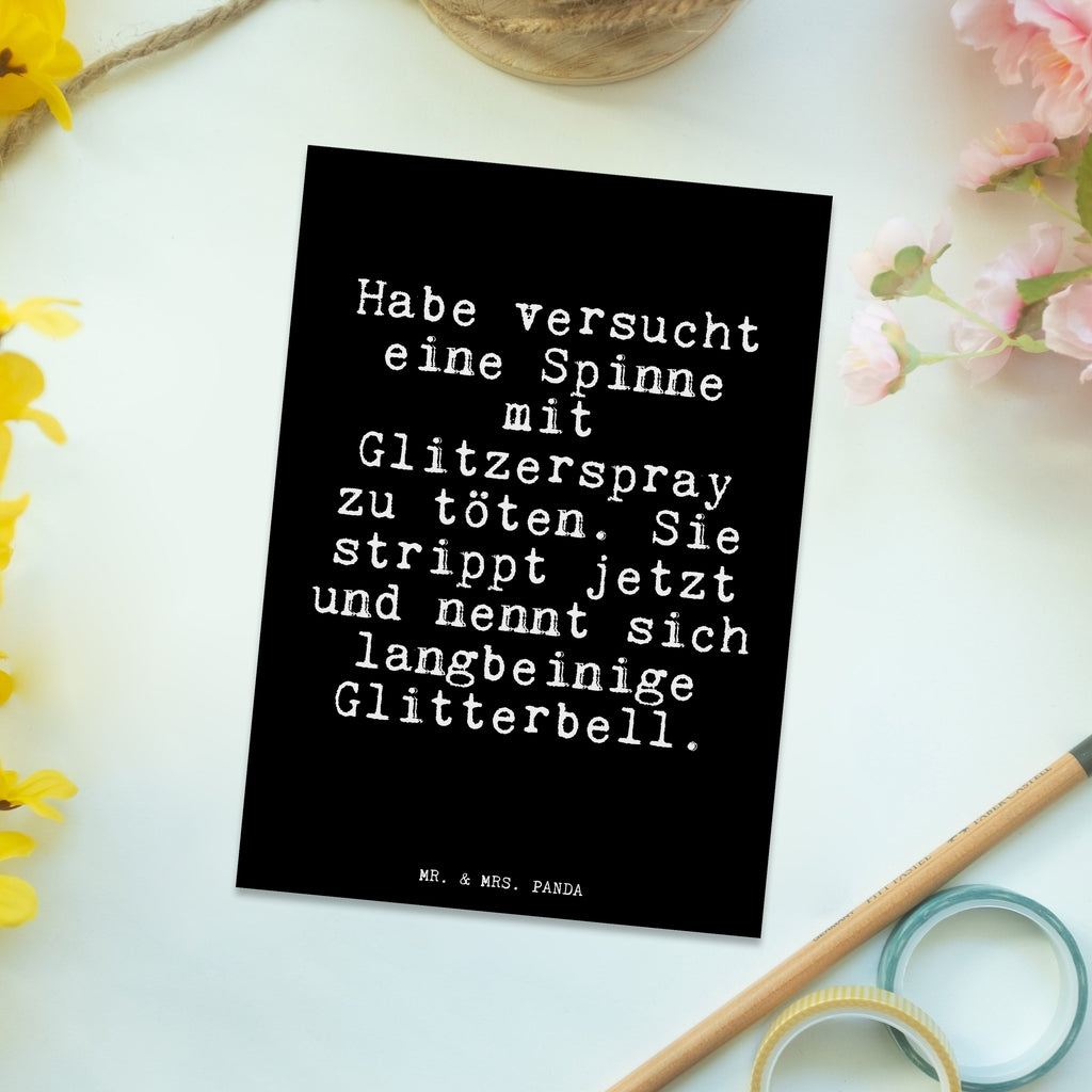 Postkarte Habe versucht eine Spinne... Postkarte, Karte, Geschenkkarte, Grußkarte, Einladung, Ansichtskarte, Geburtstagskarte, Einladungskarte, Dankeskarte, Ansichtskarten, Einladung Geburtstag, Einladungskarten Geburtstag, Spruch, Sprüche, lustige Sprüche, Weisheiten, Zitate, Spruch Geschenke, Glizer Spruch Sprüche Weisheiten Zitate Lustig Weisheit Worte