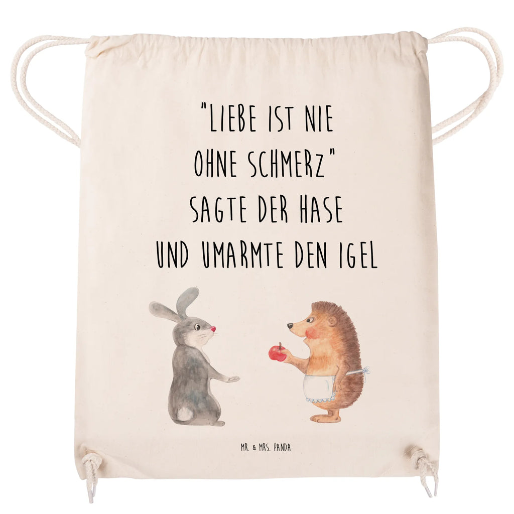 Sportbeutel Liebe ist nie ohne Schmerz Sportbeutel, Turnbeutel, Beutel, Sporttasche, Tasche, Stoffbeutel, Sportbeutel Kinder, Gymsack, Beutel Rucksack, Kleine Sporttasche, Sportzubehör, Turnbeutel Baumwolle, Tiermotive, Gute Laune, lustige Sprüche, Tiere, Igel und Hase, Igel, Hase, Liebe Spruch, Liebeskummer Geschenk, Herzschmerz, Trösten, Trennungsschmerz, Spruch romantisch