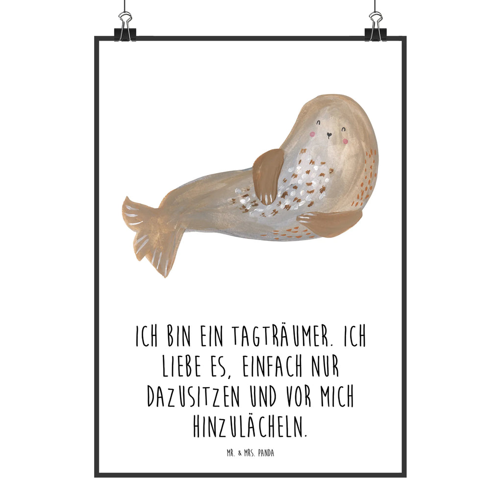 Poster Robbe Lachen Poster, Wandposter, Bild, Wanddeko, Küchenposter, Kinderposter, Wanddeko Bild, Raumdekoration, Wanddekoration, Handgemaltes Poster, Mr. & Mrs. Panda Poster, Designposter, Kunstdruck, Posterdruck, Tiermotive, Gute Laune, lustige Sprüche, Tiere, Robbe, Robben, Seehund, Strand, Meerestier, Ostsee, Nordsee