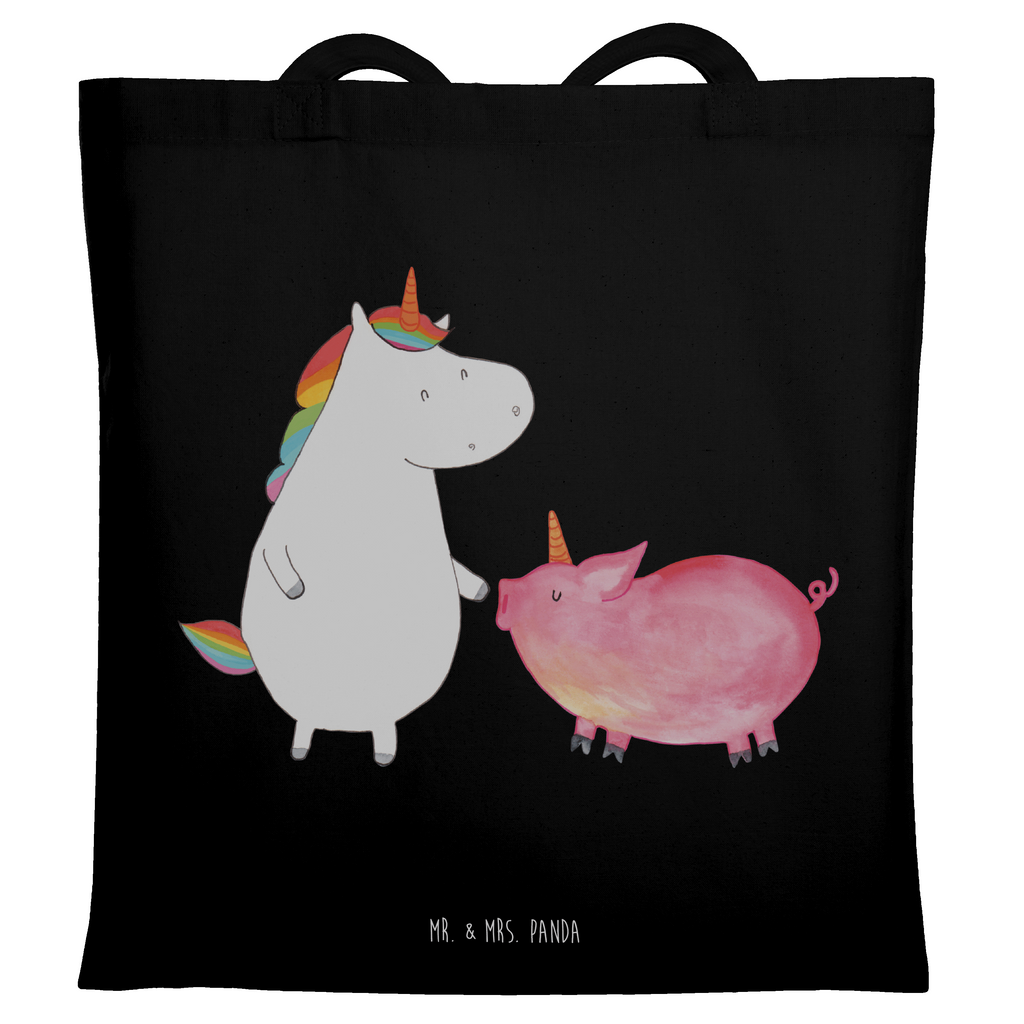 Tragetasche Einhorn + Schweinhorn Beuteltasche, Beutel, Einkaufstasche, Jutebeutel, Stoffbeutel, Tasche, Shopper, Umhängetasche, Strandtasche, Schultertasche, Stofftasche, Tragetasche, Badetasche, Jutetasche, Einkaufstüte, Laptoptasche, Einhorn, Einhörner, Einhorn Deko, Pegasus, Unicorn, Freundschaft, Schweinhorn, Schwein, Freundin, Schweinchen