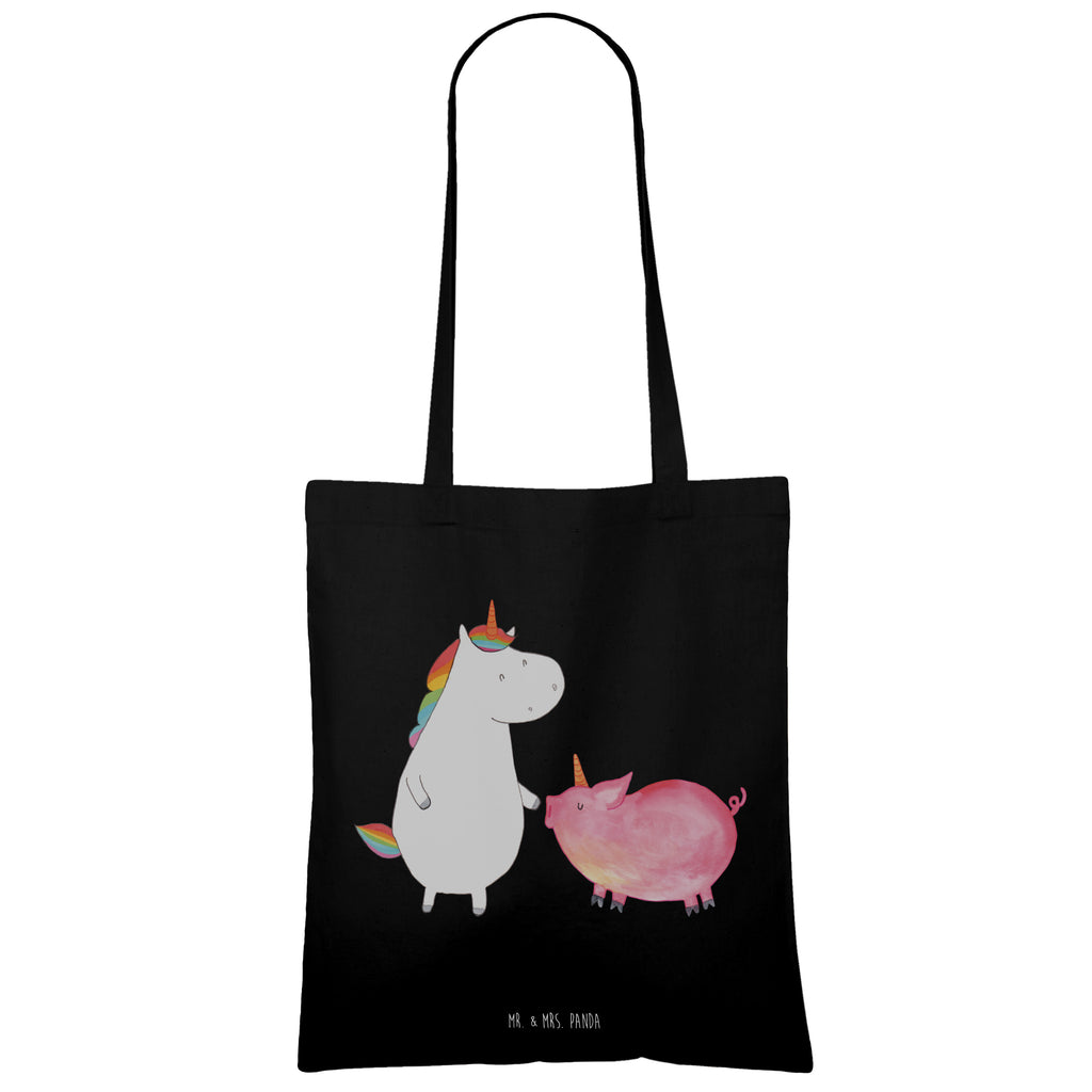 Tragetasche Einhorn + Schweinhorn Beuteltasche, Beutel, Einkaufstasche, Jutebeutel, Stoffbeutel, Tasche, Shopper, Umhängetasche, Strandtasche, Schultertasche, Stofftasche, Tragetasche, Badetasche, Jutetasche, Einkaufstüte, Laptoptasche, Einhorn, Einhörner, Einhorn Deko, Pegasus, Unicorn, Freundschaft, Schweinhorn, Schwein, Freundin, Schweinchen