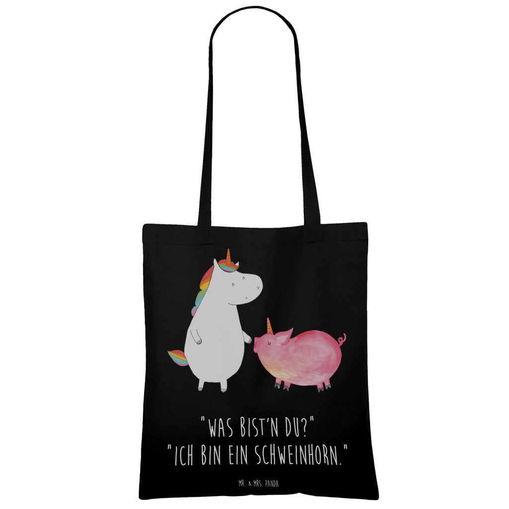 Tragetasche Einhorn + Schweinhorn Beuteltasche, Beutel, Einkaufstasche, Jutebeutel, Stoffbeutel, Tasche, Shopper, Umhängetasche, Strandtasche, Schultertasche, Stofftasche, Tragetasche, Badetasche, Jutetasche, Einkaufstüte, Laptoptasche, Einhorn, Einhörner, Einhorn Deko, Pegasus, Unicorn, Freundschaft, Schweinhorn, Schwein, Freundin, Schweinchen