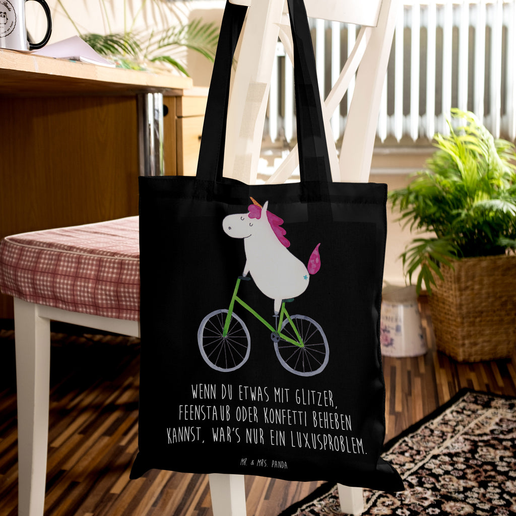 Tragetasche Einhorn Radfahrer Beuteltasche, Beutel, Einkaufstasche, Jutebeutel, Stoffbeutel, Tasche, Shopper, Umhängetasche, Strandtasche, Schultertasche, Stofftasche, Tragetasche, Badetasche, Jutetasche, Einkaufstüte, Laptoptasche, Einhorn, Einhörner, Einhorn Deko, Pegasus, Unicorn, Radfahren, Radfahrer, Rad, Bike, Feenstaub, Konfetti, Luxusproblem, Kummer, Liebeskummer