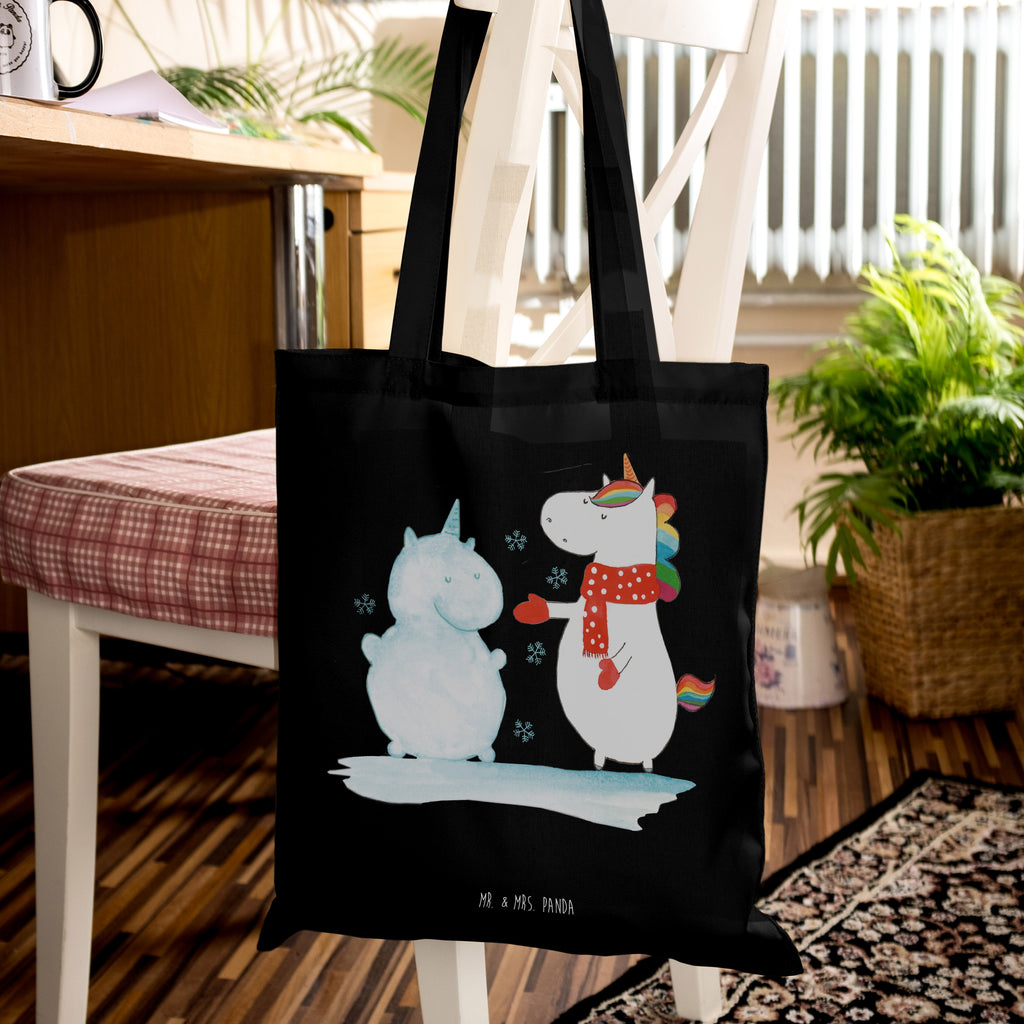 Tragetasche Einhorn Schneemann Beuteltasche, Beutel, Einkaufstasche, Jutebeutel, Stoffbeutel, Tasche, Shopper, Umhängetasche, Strandtasche, Schultertasche, Stofftasche, Tragetasche, Badetasche, Jutetasche, Einkaufstüte, Laptoptasche, Einhorn, Einhörner, Einhorn Deko, Pegasus, Unicorn, Schneemann, Winter, Schnee, Kuchen, Weihnachten, kalt, Mütze, Handschuhe, X-Mas