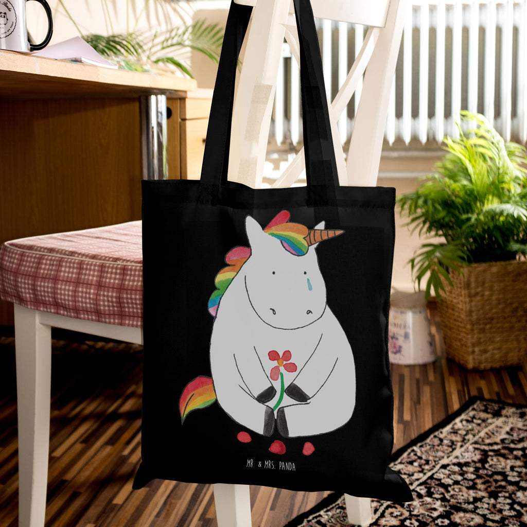 Tragetasche Einhorn Traurig Beuteltasche, Beutel, Einkaufstasche, Jutebeutel, Stoffbeutel, Tasche, Shopper, Umhängetasche, Strandtasche, Schultertasche, Stofftasche, Tragetasche, Badetasche, Jutetasche, Einkaufstüte, Laptoptasche, Einhorn, Einhörner, Einhorn Deko, Pegasus, Unicorn, Glitzer, Trösten. Freundschaft, Freunde, Liebe, Trauer, Grußkarte, Blume