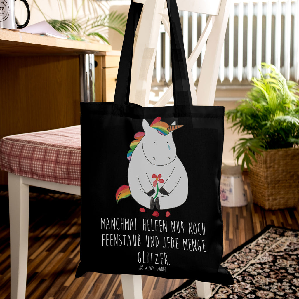 Tragetasche Einhorn Traurig Beuteltasche, Beutel, Einkaufstasche, Jutebeutel, Stoffbeutel, Tasche, Shopper, Umhängetasche, Strandtasche, Schultertasche, Stofftasche, Tragetasche, Badetasche, Jutetasche, Einkaufstüte, Laptoptasche, Einhorn, Einhörner, Einhorn Deko, Pegasus, Unicorn, Glitzer, Trösten. Freundschaft, Freunde, Liebe, Trauer, Grußkarte, Blume