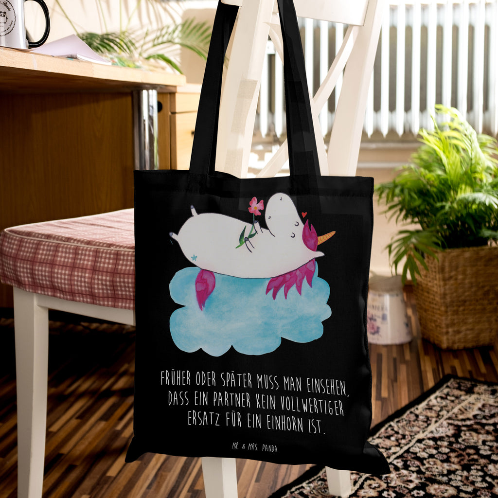 Tragetasche Einhorn verliebt auf Wolke Beuteltasche, Beutel, Einkaufstasche, Jutebeutel, Stoffbeutel, Tasche, Shopper, Umhängetasche, Strandtasche, Schultertasche, Stofftasche, Tragetasche, Badetasche, Jutetasche, Einkaufstüte, Laptoptasche, Einhorn, Einhörner, Einhorn Deko, Pegasus, Unicorn, verliebt, Liebe, Liebesbeweis, Freundin, Wolke