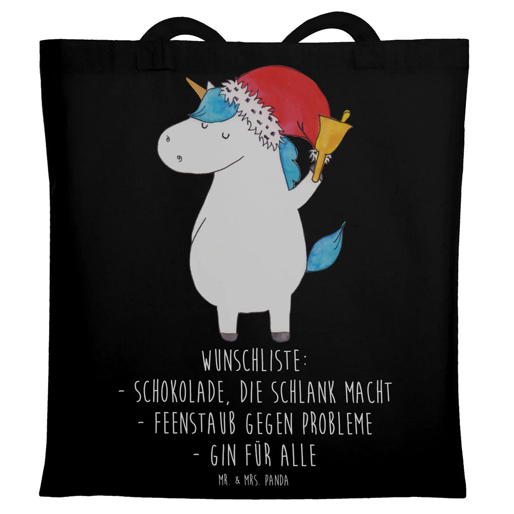 Tragetasche Einhorn Weihnachtsmann Beuteltasche, Beutel, Einkaufstasche, Jutebeutel, Stoffbeutel, Tasche, Shopper, Umhängetasche, Strandtasche, Schultertasche, Stofftasche, Tragetasche, Badetasche, Jutetasche, Einkaufstüte, Laptoptasche, Einhorn, Einhörner, Einhorn Deko, Pegasus, Unicorn, Gin, Schokolade, Schoki, Weihnachten, Weihnachtsmann, Nikolaus, Wunschzettel, Wunschliste, Feenstaub