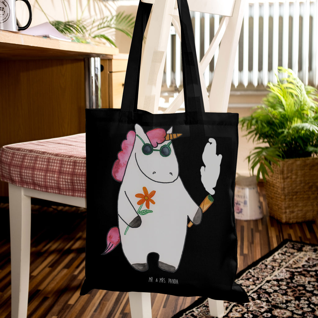 Tragetasche Einhorn Woodstock Beuteltasche, Beutel, Einkaufstasche, Jutebeutel, Stoffbeutel, Tasche, Shopper, Umhängetasche, Strandtasche, Schultertasche, Stofftasche, Tragetasche, Badetasche, Jutetasche, Einkaufstüte, Laptoptasche, Einhorn, Einhörner, Einhorn Deko, Pegasus, Unicorn, Kiffen, Joint, Zigarette, Alkohol, Party, Spaß. lustig, witzig, Woodstock