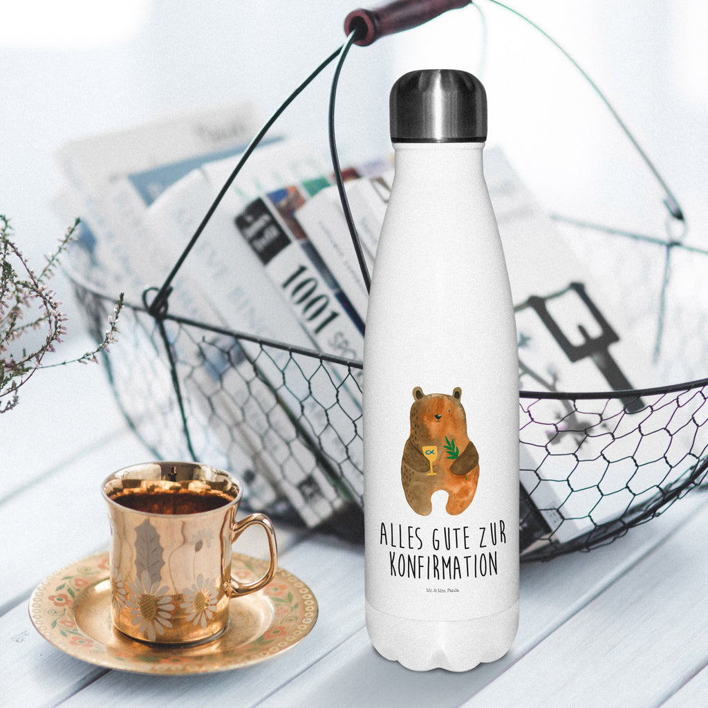 Thermosflasche Konfirmation-Bär Isolierflasche, Thermoflasche, Trinkflasche, Thermos, Edelstahl, Bär, Teddy, Teddybär, Konfirmation, Kirche, evangelisch, Gottesdienst