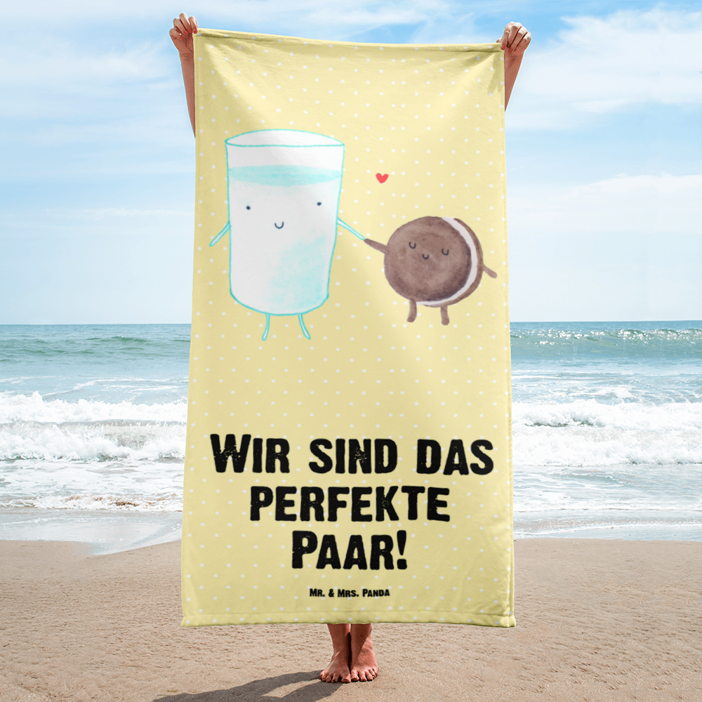 XL Badehandtuch Milch & Keks Handtuch, Badetuch, Duschtuch, Strandtuch, Saunatuch, Tiermotive, Gute Laune, lustige Sprüche, Tiere, Milk, Cookie, Milch, Keks, Kekse, Kaffee, Einladung Frühstück, Motiv süß, romantisch, perfektes Paar