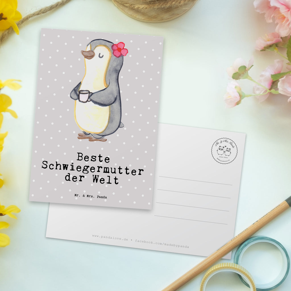 Postkarte Pinguin Beste Schwiegermutter der Welt Postkarte, Karte, Geschenkkarte, Grußkarte, Einladung, Ansichtskarte, Geburtstagskarte, Einladungskarte, Dankeskarte, Ansichtskarten, Einladung Geburtstag, Einladungskarten Geburtstag, für, Dankeschön, Geschenk, Schenken, Geburtstag, Geburtstagsgeschenk, Geschenkidee, Danke, Bedanken, Mitbringsel, Freude machen, Geschenktipp, Schwiegermutter, Schwiegermama, Schwiegereltern, Mama, Mutter, Mutter des Ehepartners, angeheiratet