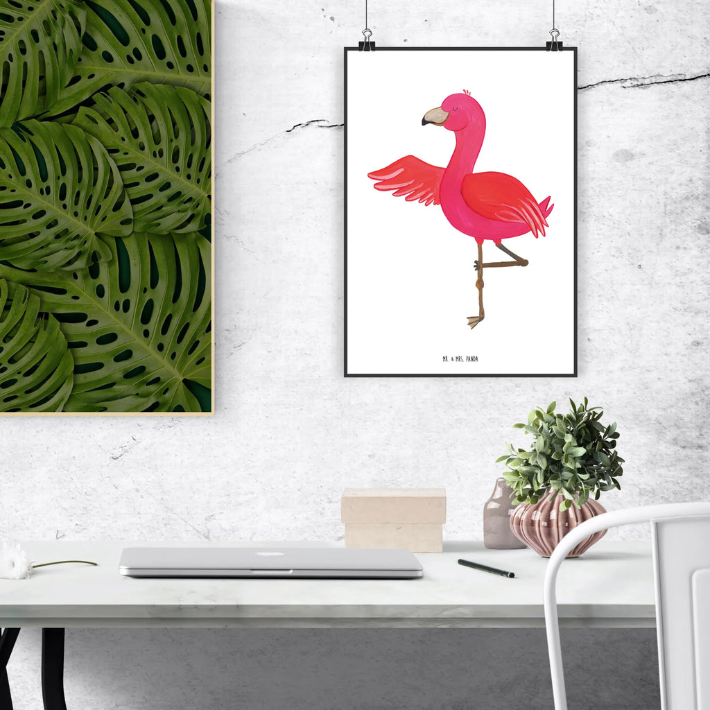 Poster Flamingo Yoga Poster, Wandposter, Bild, Wanddeko, Küchenposter, Kinderposter, Wanddeko Bild, Raumdekoration, Wanddekoration, Handgemaltes Poster, Mr. & Mrs. Panda Poster, Designposter, Kunstdruck, Posterdruck, Flamingo, Vogel, Yoga, Namaste, Achtsamkeit, Yoga-Übung, Entspannung, Ärger, Aufregen, Tiefenentspannung