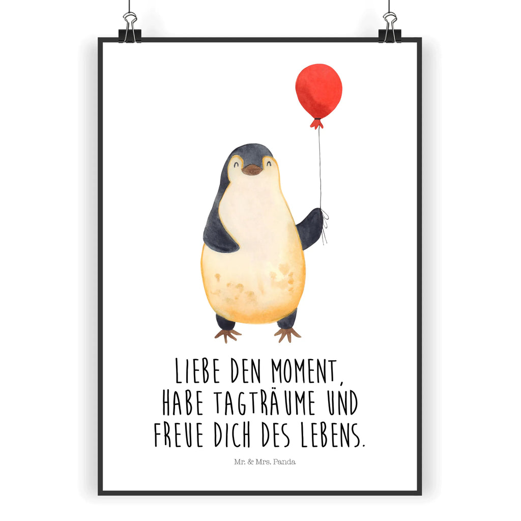 Poster Pinguin Luftballon Poster, Wandposter, Bild, Wanddeko, Küchenposter, Kinderposter, Wanddeko Bild, Raumdekoration, Wanddekoration, Handgemaltes Poster, Mr. & Mrs. Panda Poster, Designposter, Kunstdruck, Posterdruck, Pinguin, Pinguine, Luftballon, Tagträume, Lebenslust, Geschenk Freundin, Geschenkidee, beste Freundin, Motivation, Neustart, neues Leben, Liebe, Glück