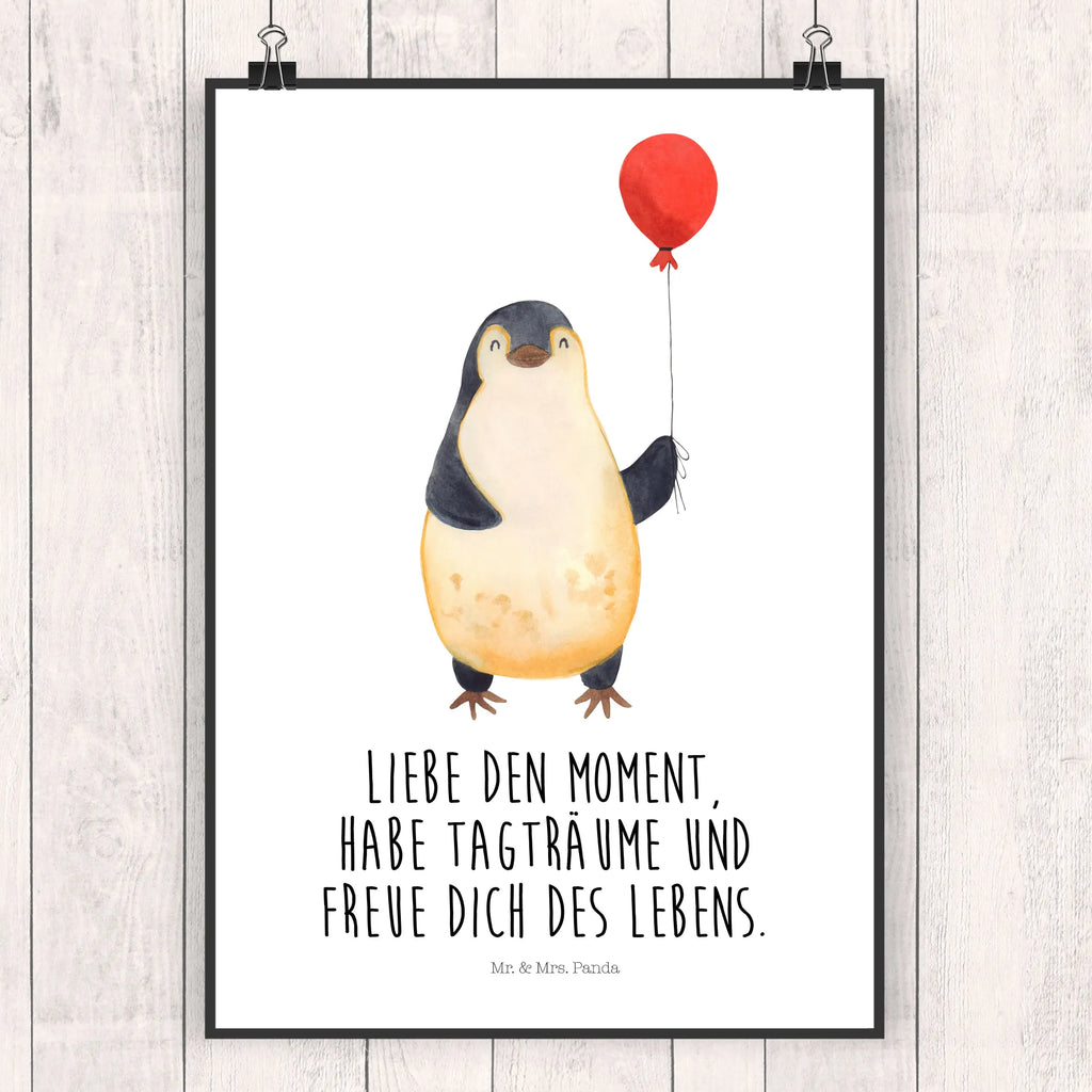 Poster Pinguin Luftballon Poster, Wandposter, Bild, Wanddeko, Küchenposter, Kinderposter, Wanddeko Bild, Raumdekoration, Wanddekoration, Handgemaltes Poster, Mr. & Mrs. Panda Poster, Designposter, Kunstdruck, Posterdruck, Pinguin, Pinguine, Luftballon, Tagträume, Lebenslust, Geschenk Freundin, Geschenkidee, beste Freundin, Motivation, Neustart, neues Leben, Liebe, Glück