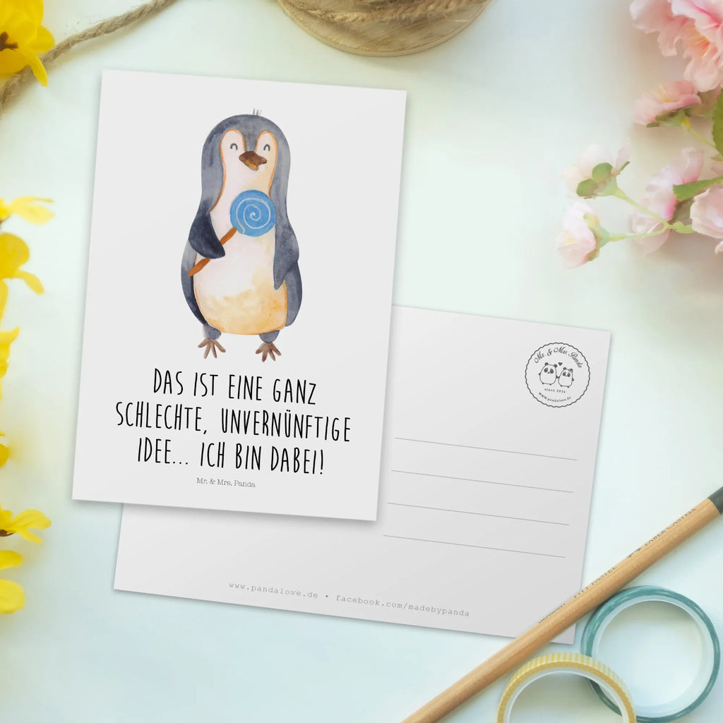 Postkarte Pinguin Lolli Postkarte, Karte, Geschenkkarte, Grußkarte, Einladung, Ansichtskarte, Geburtstagskarte, Einladungskarte, Dankeskarte, Ansichtskarten, Einladung Geburtstag, Einladungskarten Geburtstag, Pinguin, Pinguine, Lolli, Süßigkeiten, Blödsinn, Spruch, Rebell, Gauner, Ganove, Rabauke