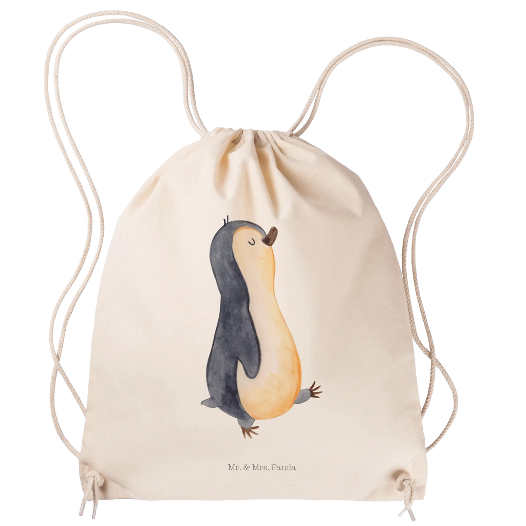 Sportbeutel Pinguin marschierend Sportbeutel, Turnbeutel, Beutel, Sporttasche, Tasche, Stoffbeutel, Sportbeutel Kinder, Gymsack, Beutel Rucksack, Kleine Sporttasche, Sportzubehör, Turnbeutel Baumwolle, Pinguin, Pinguine, Frühaufsteher, Langschläfer, Bruder, Schwester, Familie