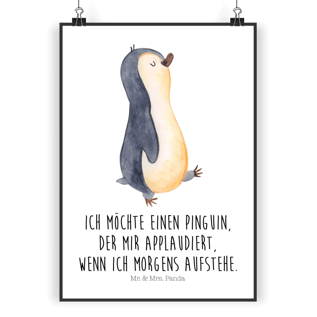 Poster Pinguin marschieren Poster, Wandposter, Bild, Wanddeko, Küchenposter, Kinderposter, Wanddeko Bild, Raumdekoration, Wanddekoration, Handgemaltes Poster, Mr. & Mrs. Panda Poster, Designposter, Kunstdruck, Posterdruck, Pinguin, Pinguine, Frühaufsteher, Langschläfer, Bruder, Schwester, Familie