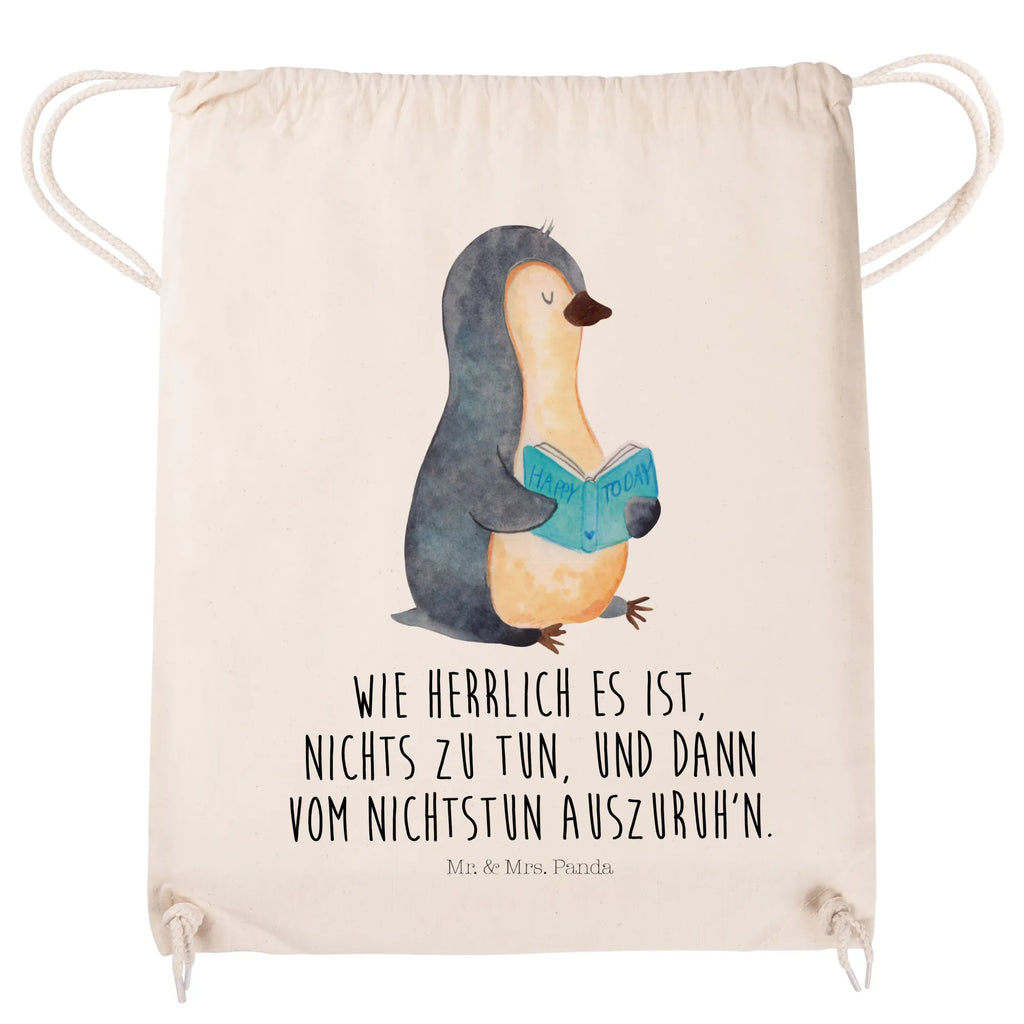 Sportbeutel Pinguin Buch Sportbeutel, Turnbeutel, Beutel, Sporttasche, Tasche, Stoffbeutel, Sportbeutel Kinder, Gymsack, Beutel Rucksack, Kleine Sporttasche, Sportzubehör, Turnbeutel Baumwolle, Pinguin, Pinguine, Buch, Lesen, Bücherwurm, Nichtstun, Faulenzen, Ferien, Urlaub, Freizeit