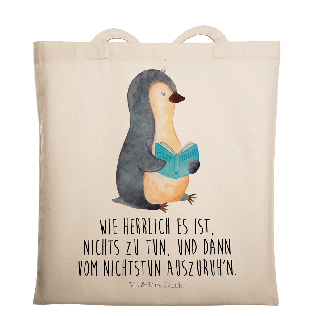 Tragetasche Pinguin Buch Beuteltasche, Beutel, Einkaufstasche, Jutebeutel, Stoffbeutel, Tasche, Shopper, Umhängetasche, Strandtasche, Schultertasche, Stofftasche, Tragetasche, Badetasche, Jutetasche, Einkaufstüte, Laptoptasche, Pinguin, Pinguine, Buch, Lesen, Bücherwurm, Nichtstun, Faulenzen, Ferien, Urlaub, Freizeit