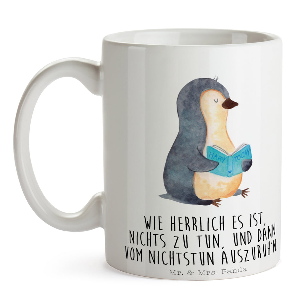 Tasse Pinguin Buch Tasse, Kaffeetasse, Teetasse, Becher, Kaffeebecher, Teebecher, Keramiktasse, Porzellantasse, Büro Tasse, Geschenk Tasse, Tasse Sprüche, Tasse Motive, Kaffeetassen, Tasse bedrucken, Designer Tasse, Cappuccino Tassen, Schöne Teetassen, Pinguin, Pinguine, Buch, Lesen, Bücherwurm, Nichtstun, Faulenzen, Ferien, Urlaub, Freizeit