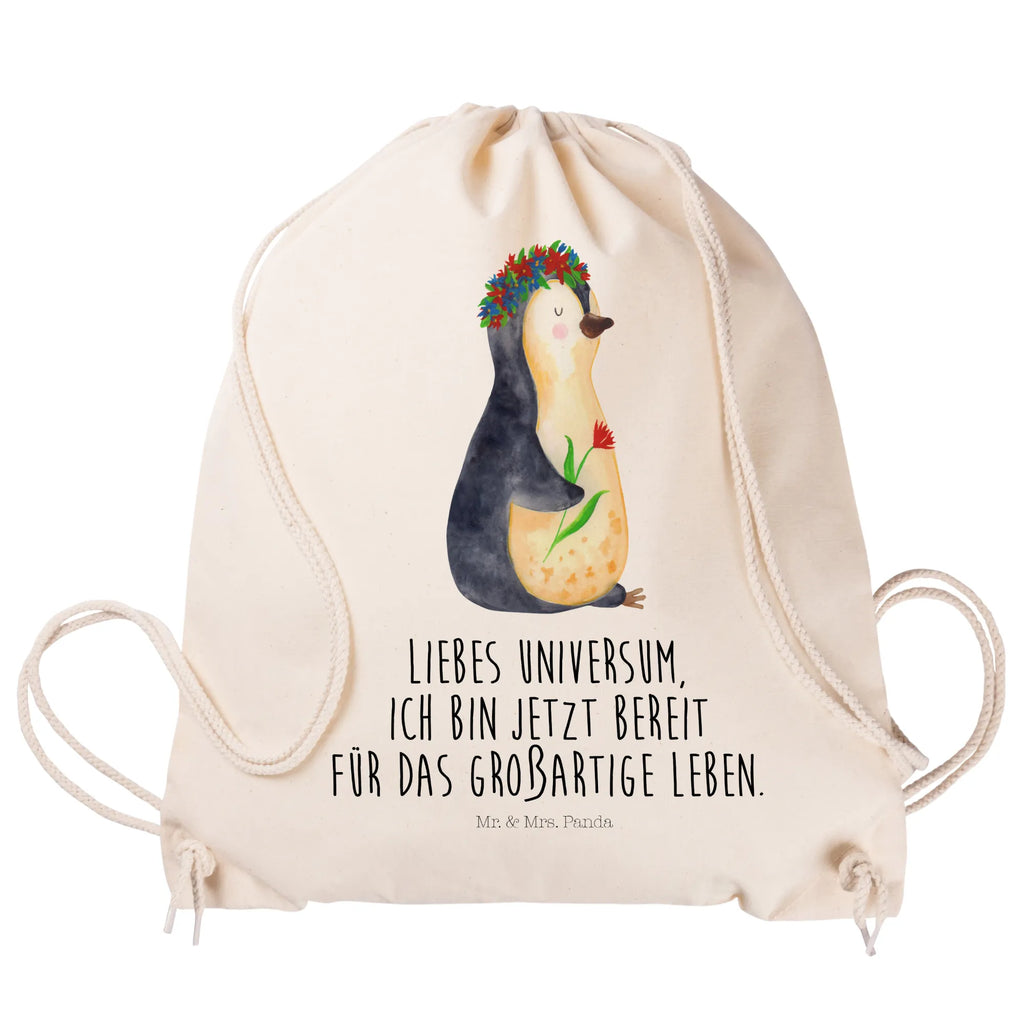 Sportbeutel Pinguin Blumen Sportbeutel, Turnbeutel, Beutel, Sporttasche, Tasche, Stoffbeutel, Sportbeutel Kinder, Gymsack, Beutel Rucksack, Kleine Sporttasche, Sportzubehör, Turnbeutel Baumwolle, Pinguin, Pinguine, Blumenkranz, Universum, Leben, Wünsche, Ziele, Lebensziele, Motivation, Lebenslust, Liebeskummer, Geschenkidee