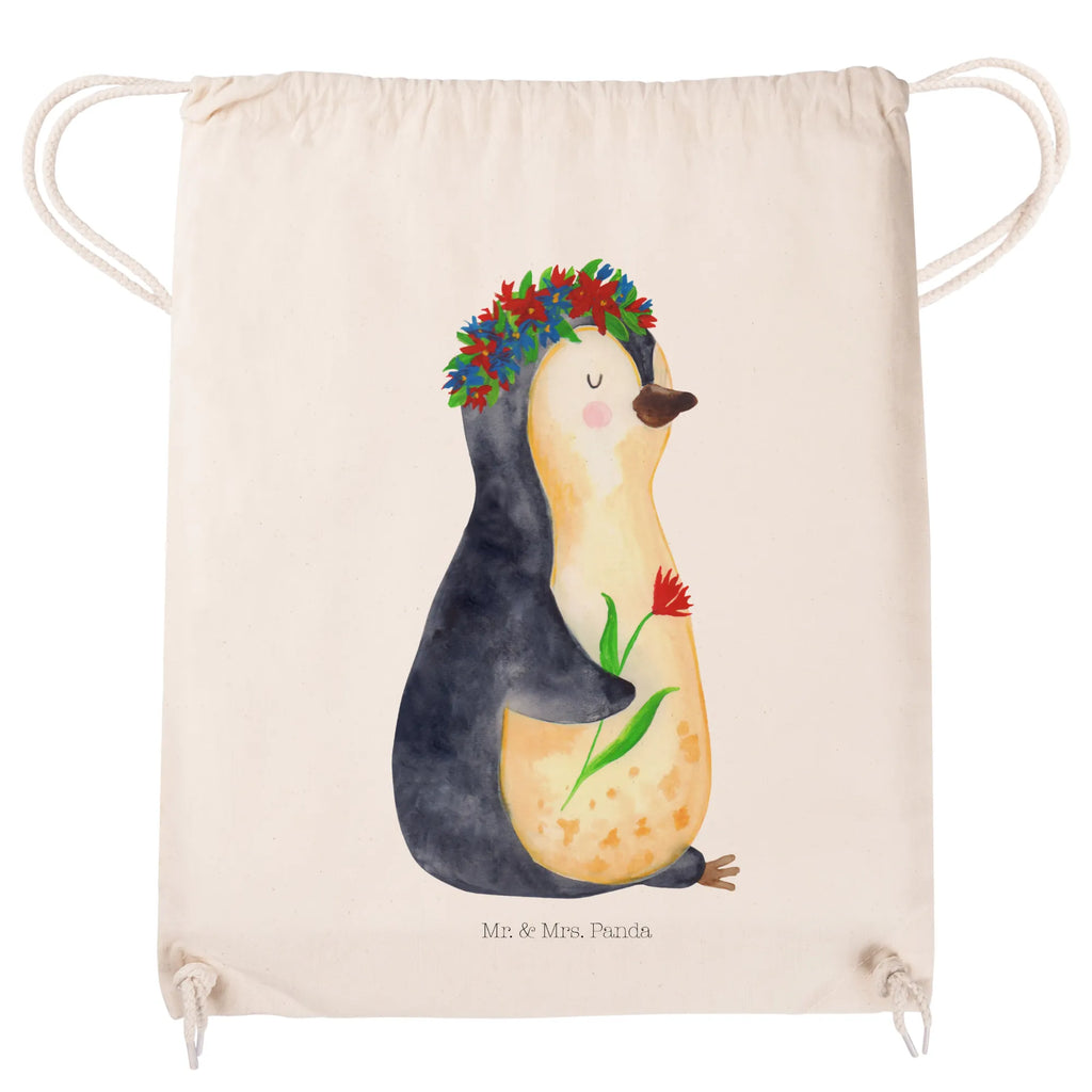 Sportbeutel Pinguin Blumen Sportbeutel, Turnbeutel, Beutel, Sporttasche, Tasche, Stoffbeutel, Sportbeutel Kinder, Gymsack, Beutel Rucksack, Kleine Sporttasche, Sportzubehör, Turnbeutel Baumwolle, Pinguin, Pinguine, Blumenkranz, Universum, Leben, Wünsche, Ziele, Lebensziele, Motivation, Lebenslust, Liebeskummer, Geschenkidee