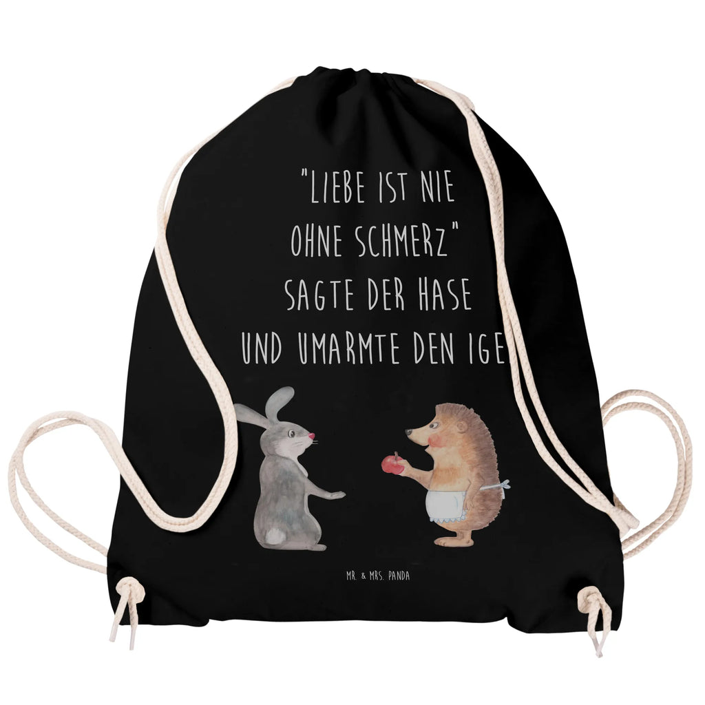 Sportbeutel Liebe ist nie ohne Schmerz Sportbeutel, Turnbeutel, Beutel, Sporttasche, Tasche, Stoffbeutel, Sportbeutel Kinder, Gymsack, Beutel Rucksack, Kleine Sporttasche, Sportzubehör, Turnbeutel Baumwolle, Tiermotive, Gute Laune, lustige Sprüche, Tiere, Igel und Hase, Igel, Hase, Liebe Spruch, Liebeskummer Geschenk, Herzschmerz, Trösten, Trennungsschmerz, Spruch romantisch