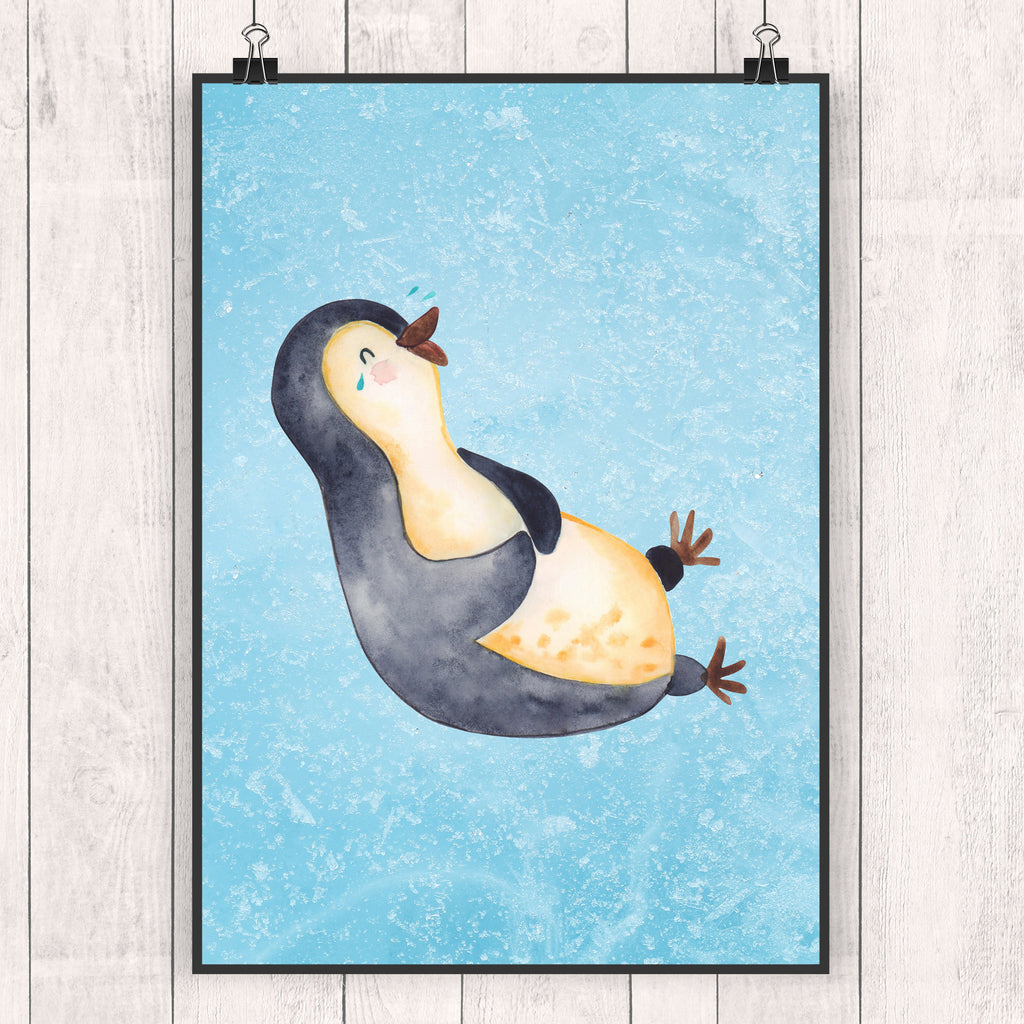 Poster Pinguin Lachen Poster, Wandposter, Bild, Wanddeko, Küchenposter, Kinderposter, Wanddeko Bild, Raumdekoration, Wanddekoration, Handgemaltes Poster, Mr. & Mrs. Panda Poster, Designposter, Kunstdruck, Posterdruck, Pinguin, Pinguine, lustiger Spruch, Optimismus, Fröhlich, Lachen, Humor, Fröhlichkeit